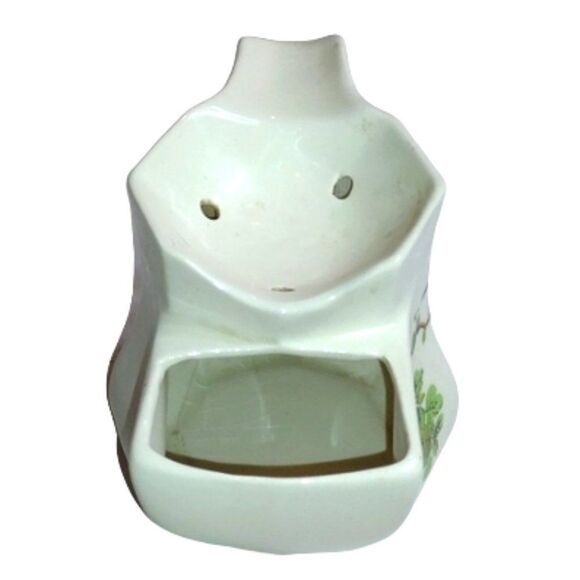 Vintage White Ceramic Shaving Mug with Tropical Bird on Tree - Picture 4 of 9